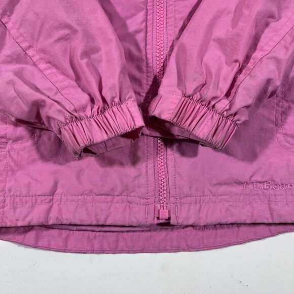 LL Bean Pink Full Zip Nylon Long Sleeve Windbreaker Jacket Kids/Girls Size 8 - Picture 4 of 11